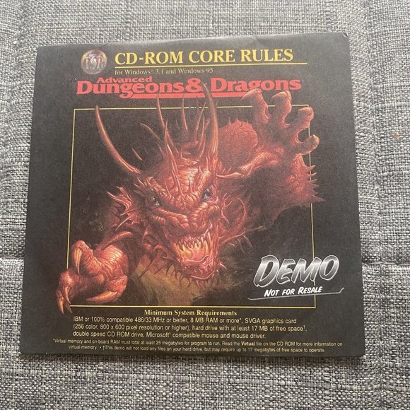 Advanced‎ Dungeons & Dragons: Core Rules (Demo Version) (PC CD-ROM) SEALED - Picture 1 of 2